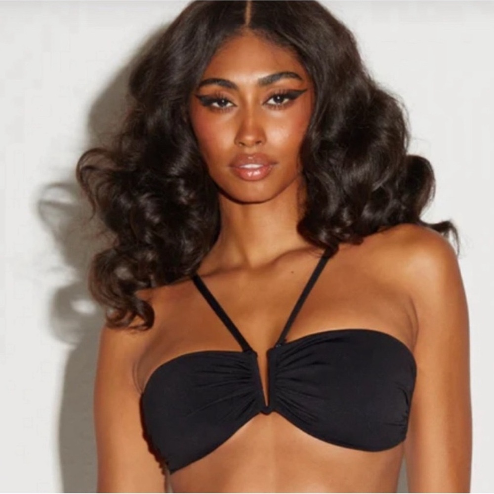 Black Strappy Bandeau Bikini Top -and medium bottom TA3